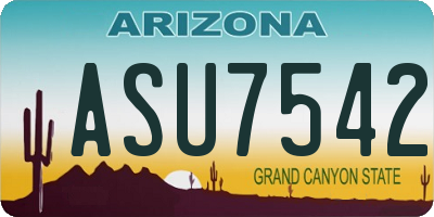AZ license plate ASU7542