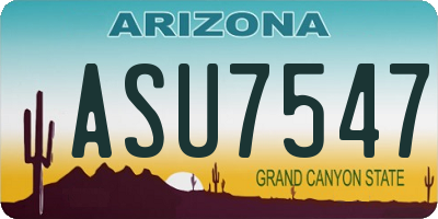 AZ license plate ASU7547