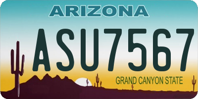AZ license plate ASU7567
