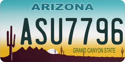 AZ license plate ASU7796