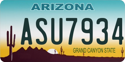 AZ license plate ASU7934