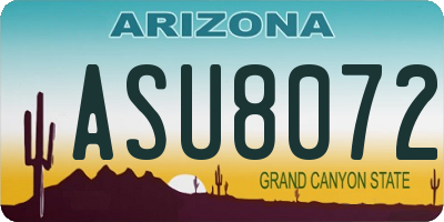 AZ license plate ASU8072