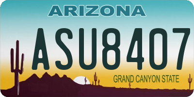AZ license plate ASU8407