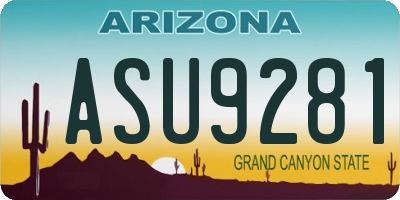 AZ license plate ASU9281