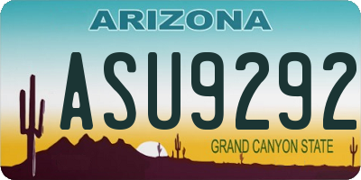 AZ license plate ASU9292