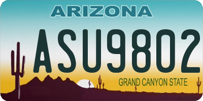 AZ license plate ASU9802