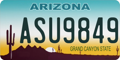 AZ license plate ASU9849