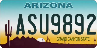 AZ license plate ASU9892