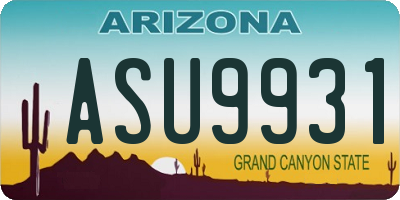 AZ license plate ASU9931