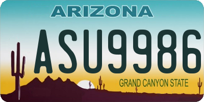 AZ license plate ASU9986