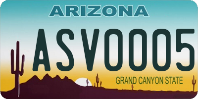 AZ license plate ASV0005
