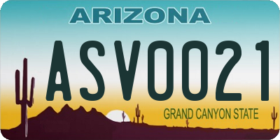 AZ license plate ASV0021