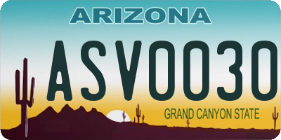 AZ license plate ASV0030