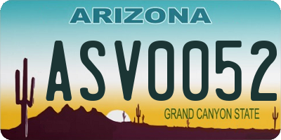 AZ license plate ASV0052