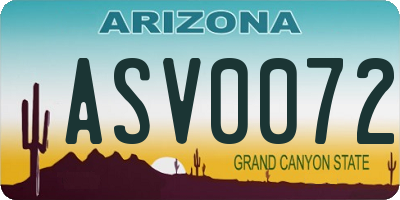 AZ license plate ASV0072