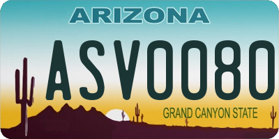 AZ license plate ASV0080