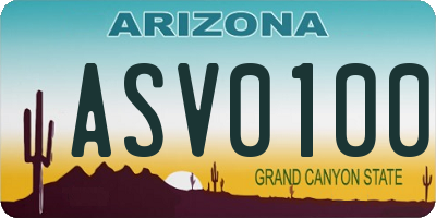 AZ license plate ASV0100