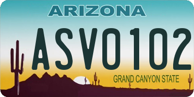 AZ license plate ASV0102