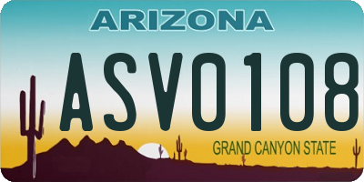 AZ license plate ASV0108