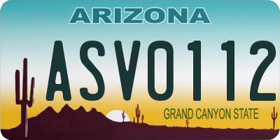 AZ license plate ASV0112