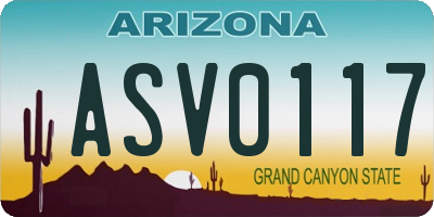 AZ license plate ASV0117