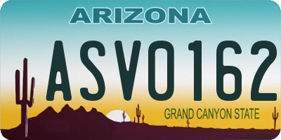 AZ license plate ASV0162