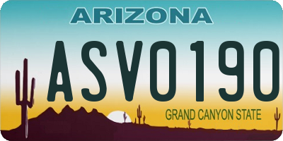 AZ license plate ASV0190