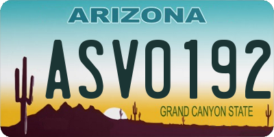 AZ license plate ASV0192
