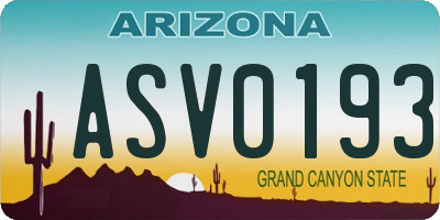 AZ license plate ASV0193