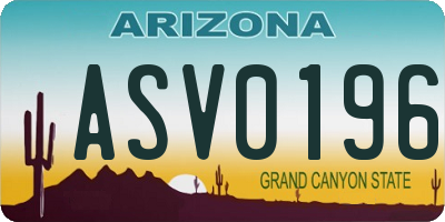 AZ license plate ASV0196