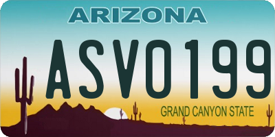 AZ license plate ASV0199