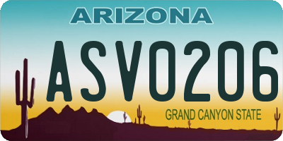 AZ license plate ASV0206