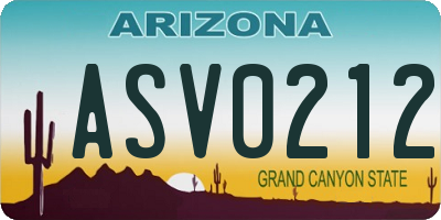 AZ license plate ASV0212