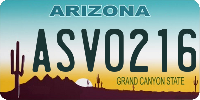AZ license plate ASV0216