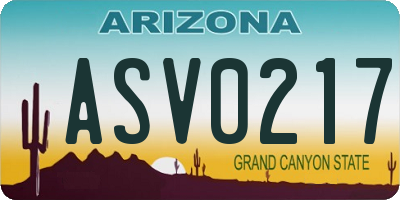 AZ license plate ASV0217