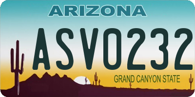 AZ license plate ASV0232