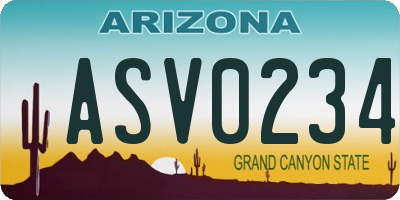 AZ license plate ASV0234