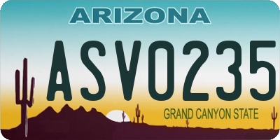 AZ license plate ASV0235