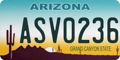 AZ license plate ASV0236