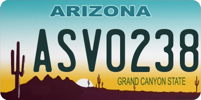 AZ license plate ASV0238