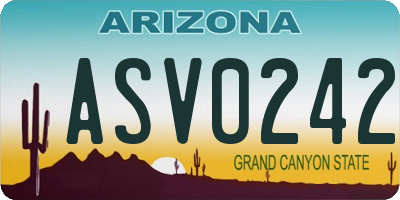 AZ license plate ASV0242