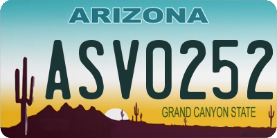 AZ license plate ASV0252