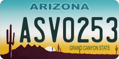 AZ license plate ASV0253