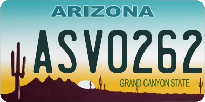 AZ license plate ASV0262