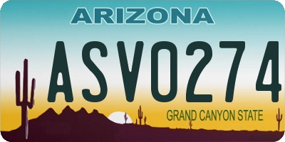 AZ license plate ASV0274