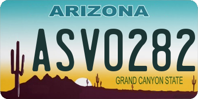 AZ license plate ASV0282