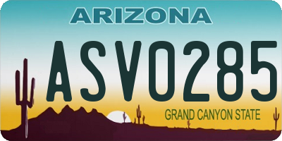 AZ license plate ASV0285