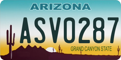 AZ license plate ASV0287