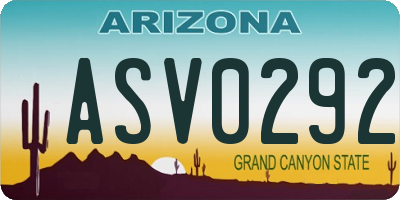 AZ license plate ASV0292