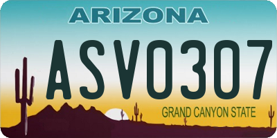 AZ license plate ASV0307